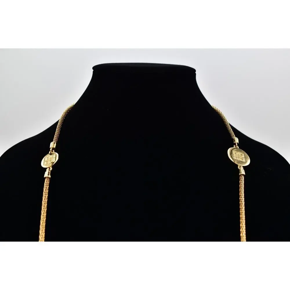 Givenchy Vintage Logo Station Snake Chain Necklace Gold Tone Chunky Signed BinBL